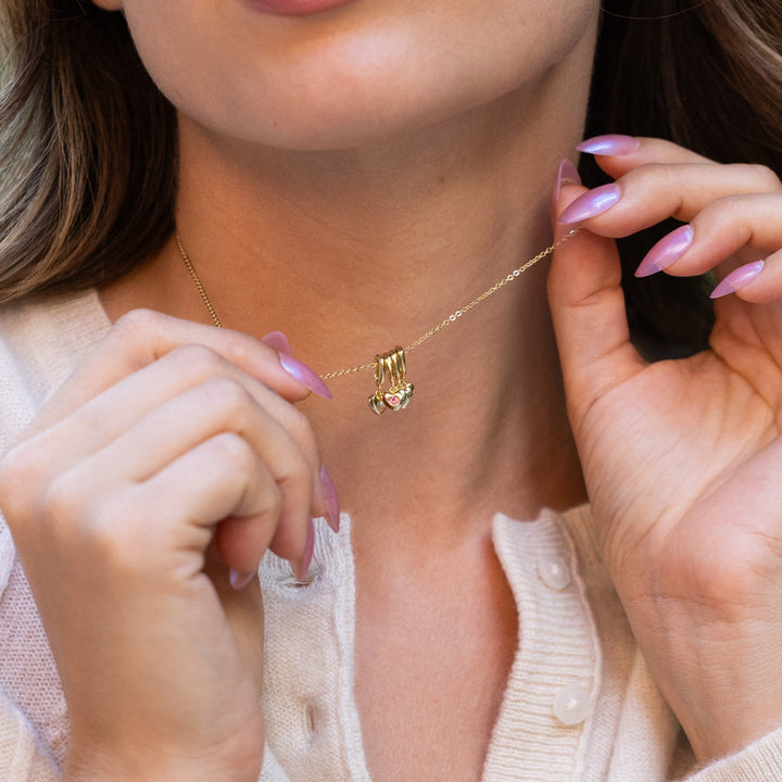 Custom Heart Birthstone Charm Necklace