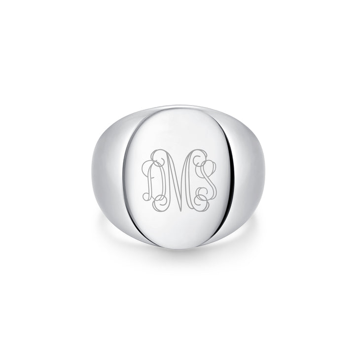 Mens Oval Cut Stainless Steel Signet Ring