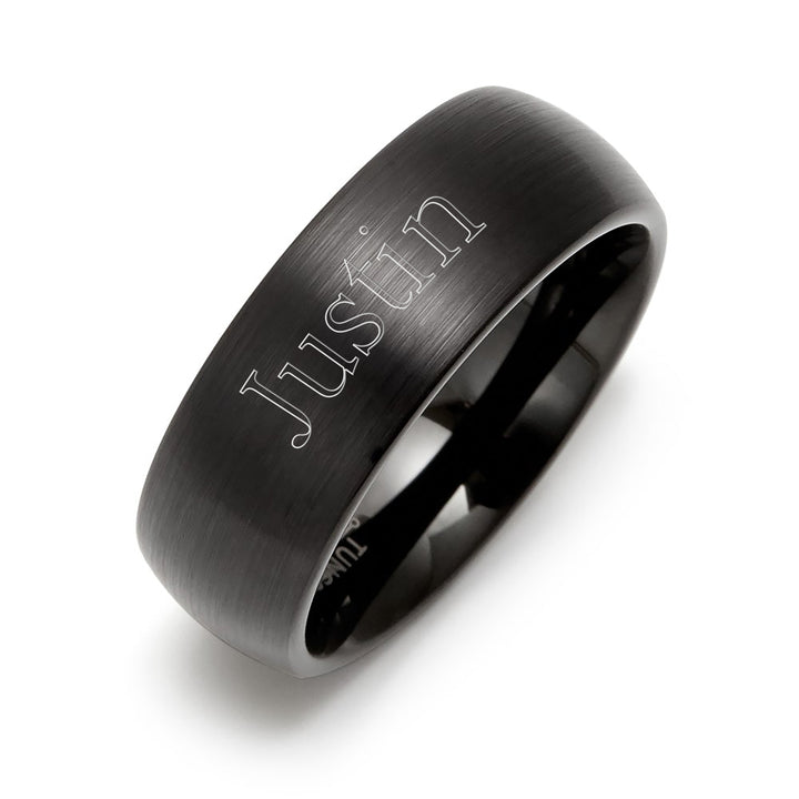 8mm Brushed Finish Black Comfort Fit Tungsten Ring