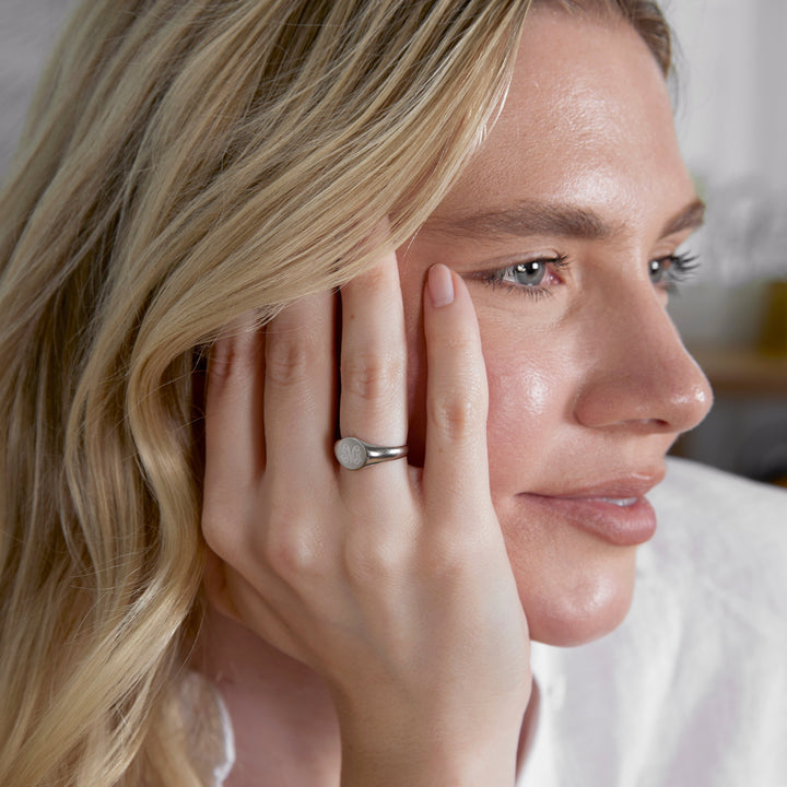 Petite Round Sterling Silver Signet Ring