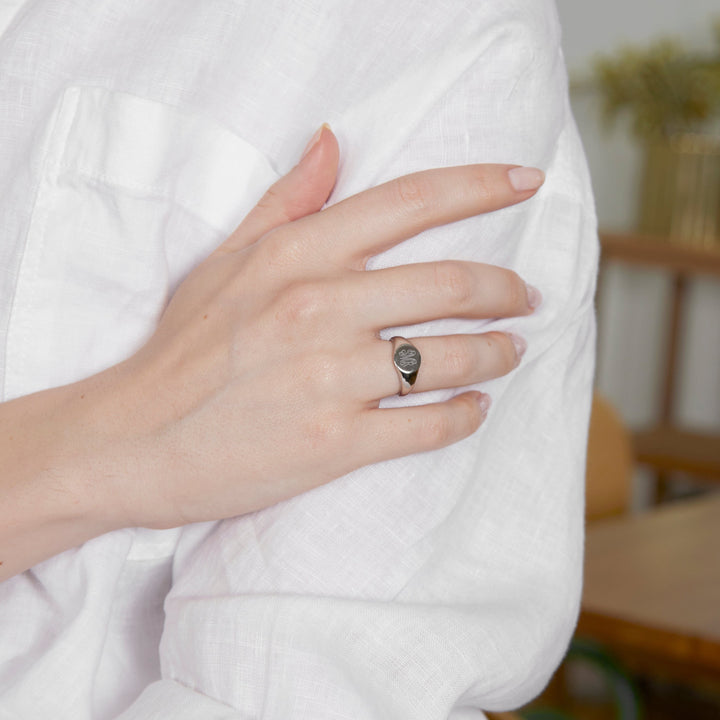 Petite Round Sterling Silver Signet Ring