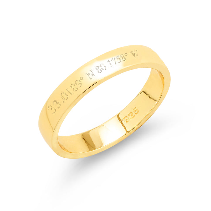 Custom Coordinate 4mm Gold Ring