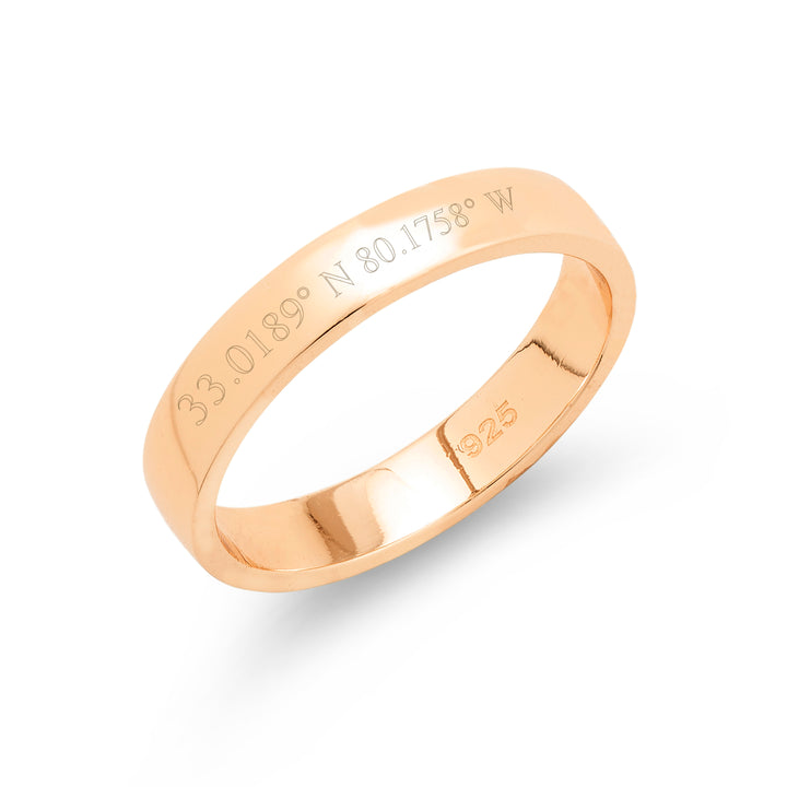 Custom Coordinate 4mm Rose Gold Ring