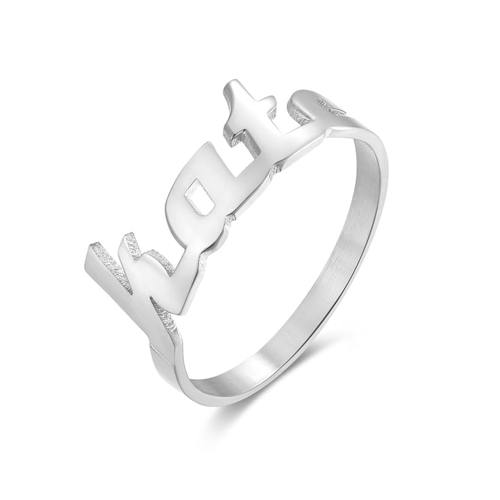 Custom Modern Script Name Ring