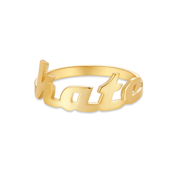 Custom Modern Script Name Ring