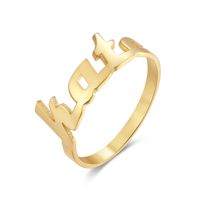 Custom Modern Script Name Ring