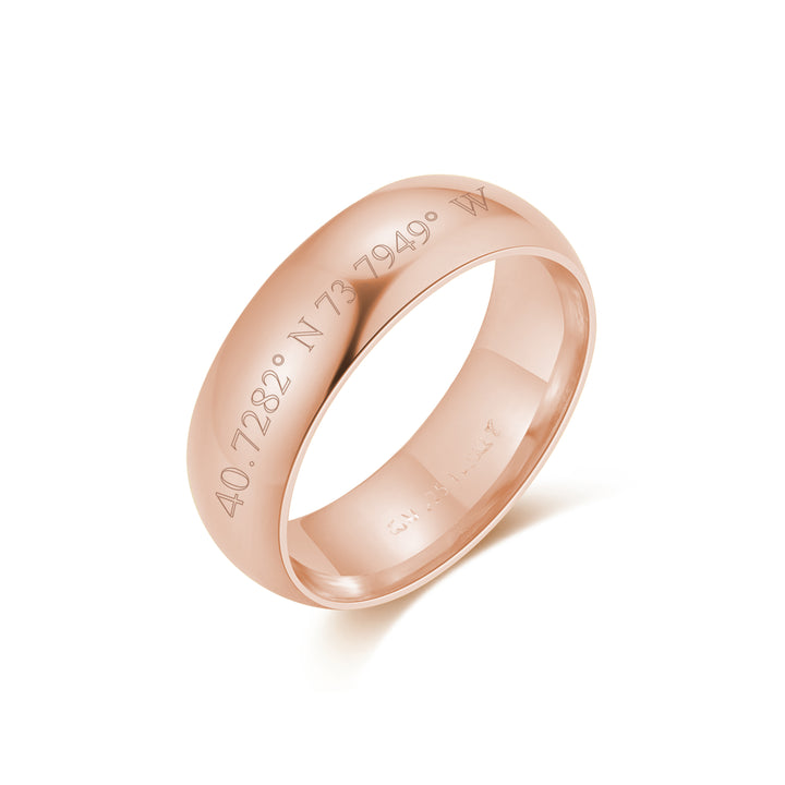 Custom Coordinate 6mm Rose Gold Band