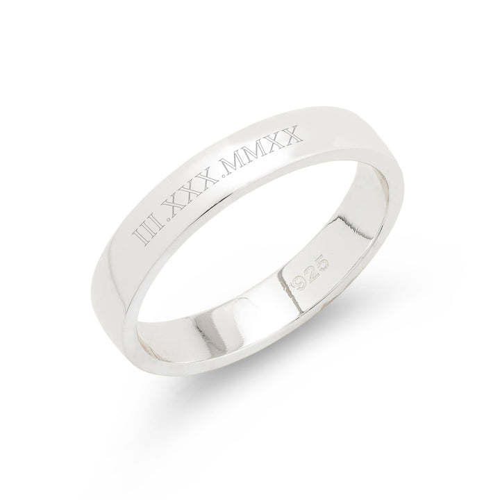 Custom Roman Numeral Silver Ring