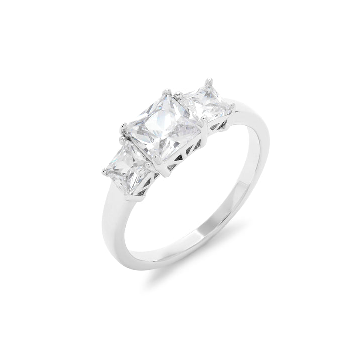 Past Present and Future 3 Stone Princess CZ Anniversary Ring