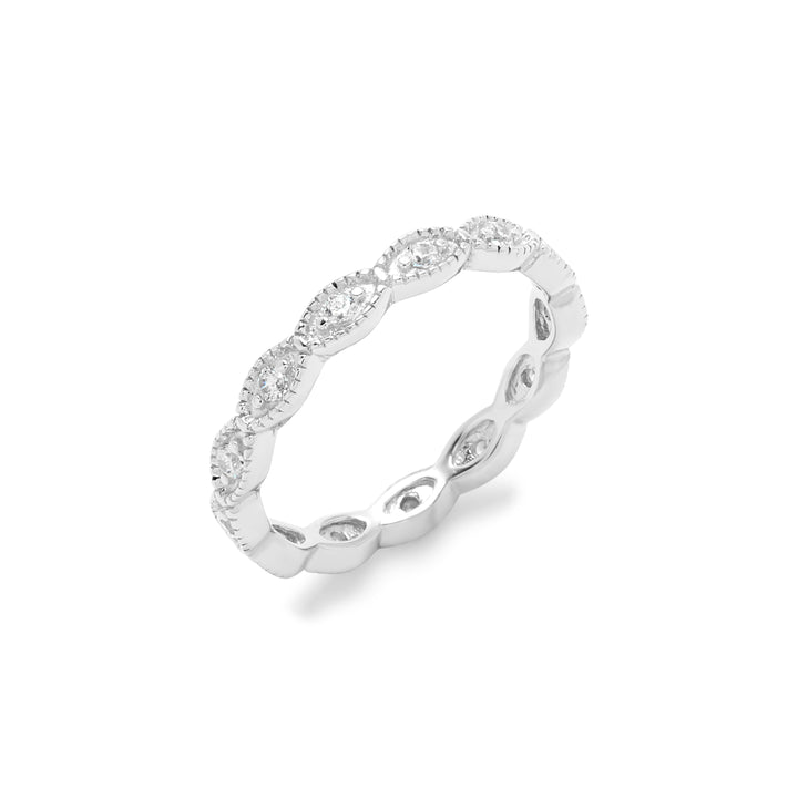 Beautiful Victorian Sterling Silver Stackable CZ Band