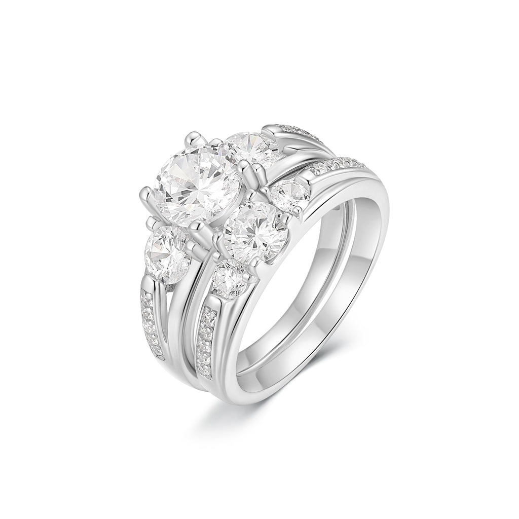 Past Present & Future Wedding CZ Ring Set – Mill Rock East