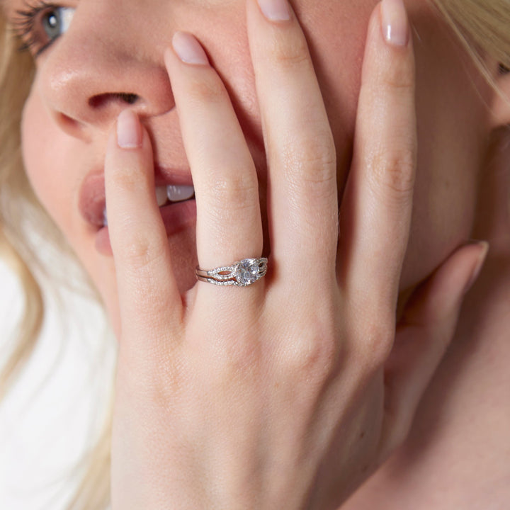 Petite Promise Ring Set with Brilliant Cut CZ – Mill Rock East