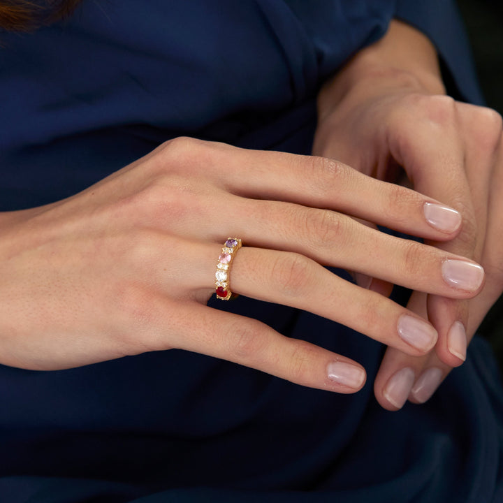 4 Stone Birthstone Gold Eternity Band