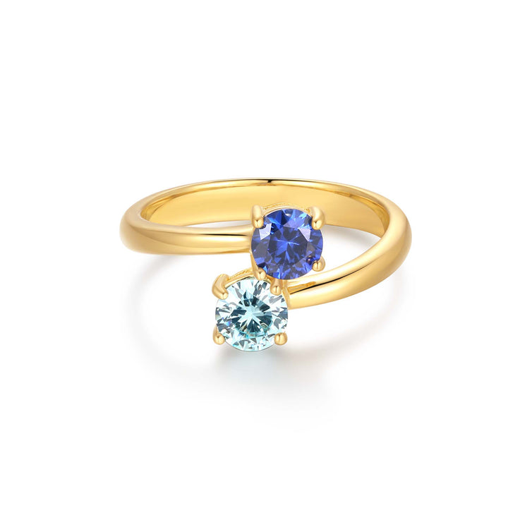 Two Stone Bypass Birthstone Ring