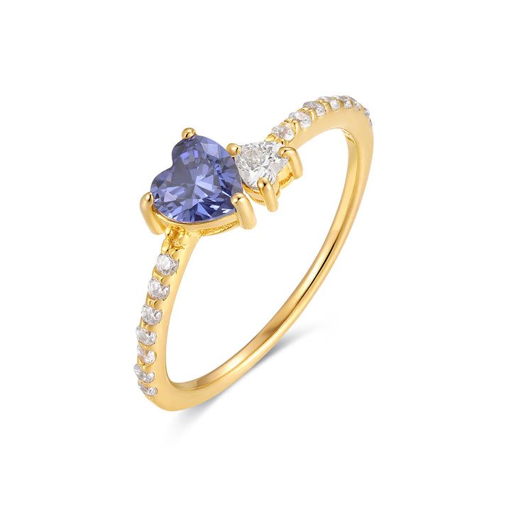 Custom Birthstone Double Heart Ring
