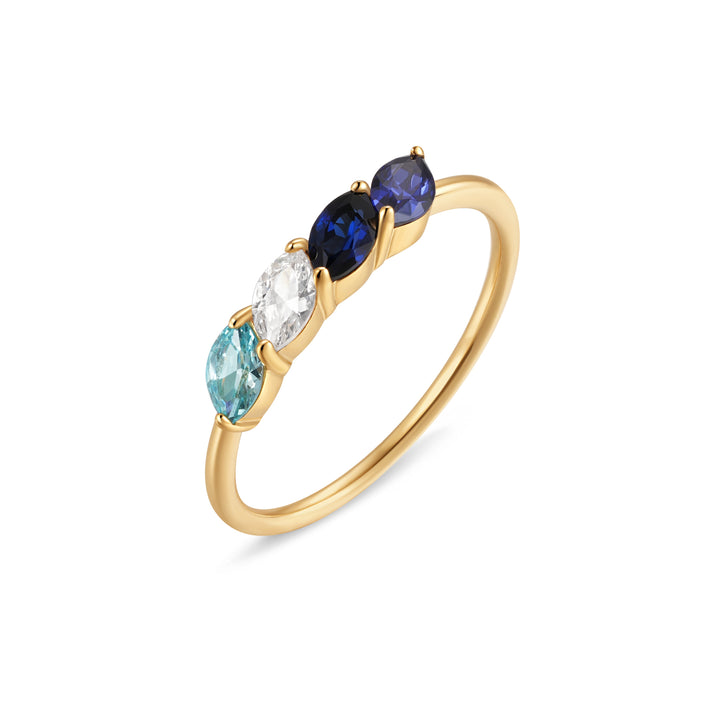 Custom Petal Marquise Birthstone Ring