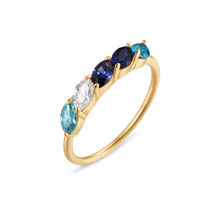 Custom Petal Marquise Birthstone Ring