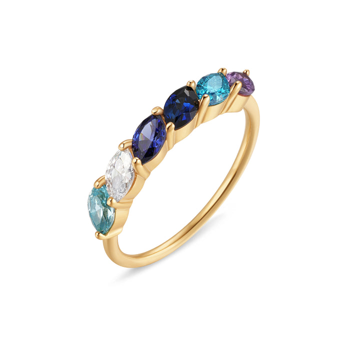 Custom Petal Marquise Birthstone Ring