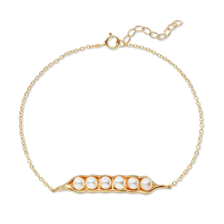 Gold Plated Six Peas in a Pod Pearl Bracelet