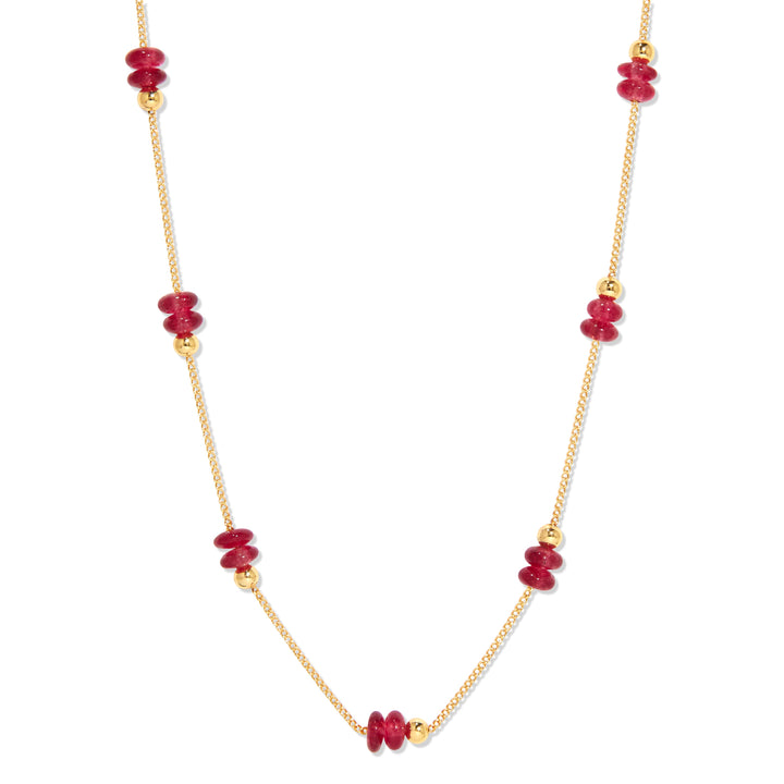 July Gold Beaded Birthstone Necklace