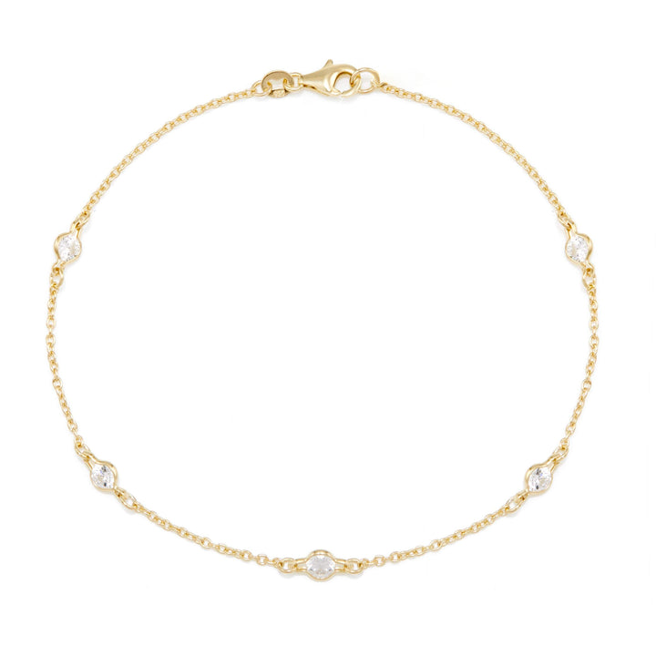 Gold CZs Studded Chain Anklet