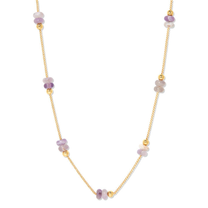 Gold Beaded Birthstone Necklace