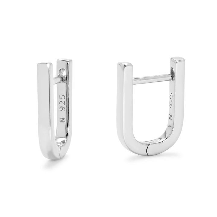 Sterling Silver  Paper Clip Huggie Earrings