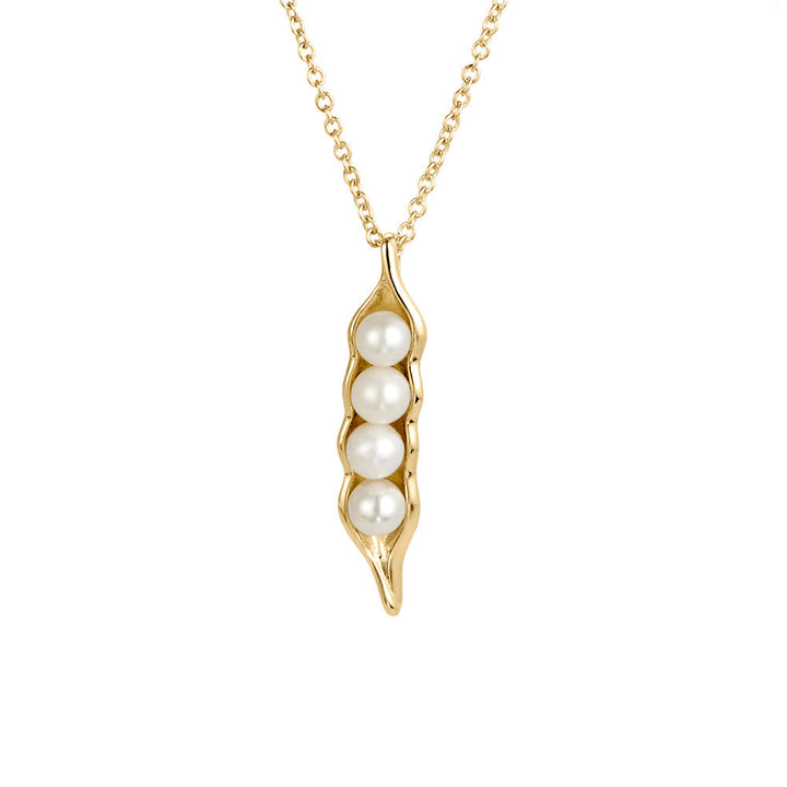 Gold Plated Four Peas in a Pod Pearl Necklace