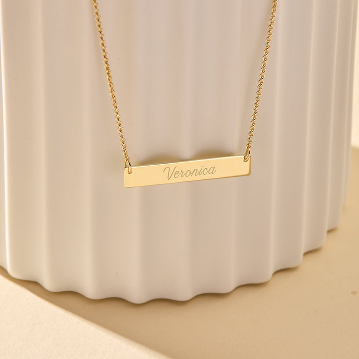 14K Gold Bar Nameplate Necklace