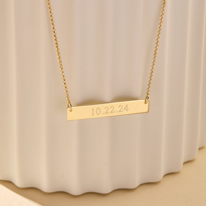 Custom Date Gold Bar Necklace