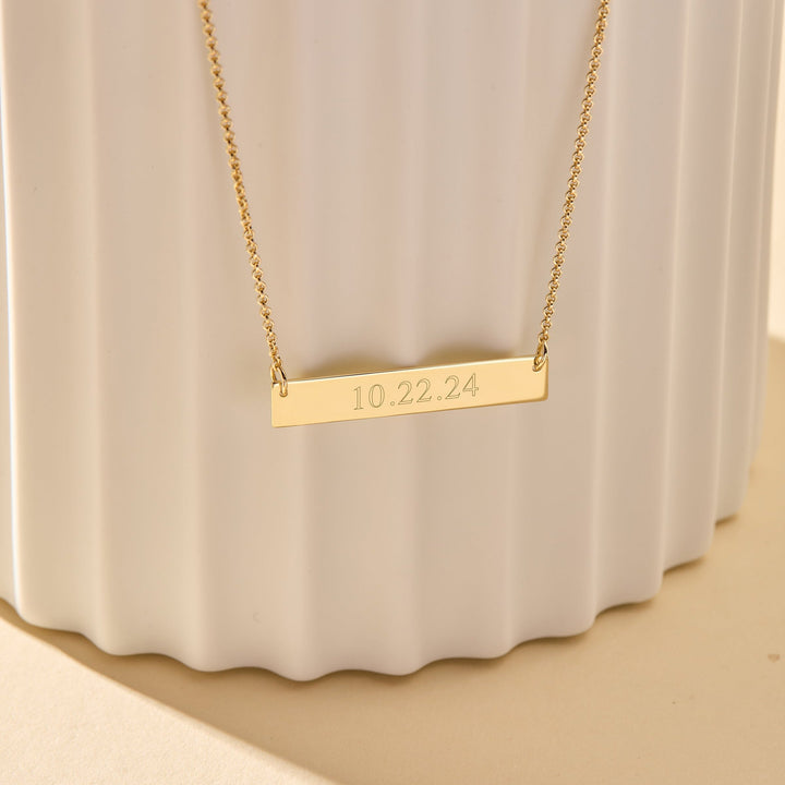 14K Gold Custom Date Bar Necklace