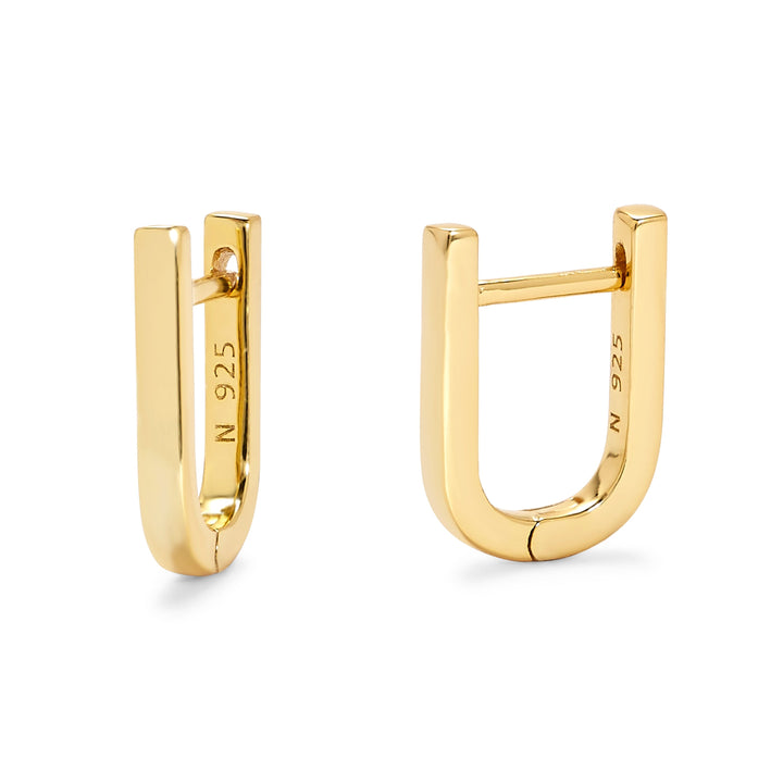 Gold Plated Paper Clip Huggie Earrings