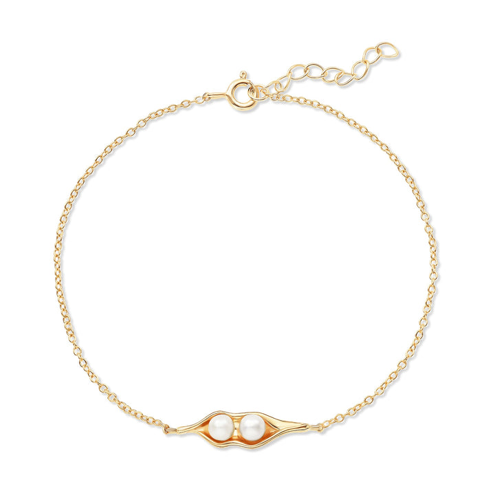 Gold Plated Two Peas in a Pod Pearl Bracelet