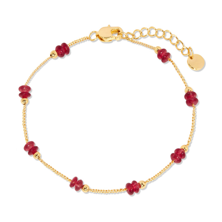 July Gold Beaded Birthstone Bracelet