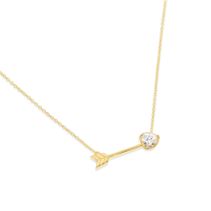 Custom Gold Heart Birthstone Arrow Necklace