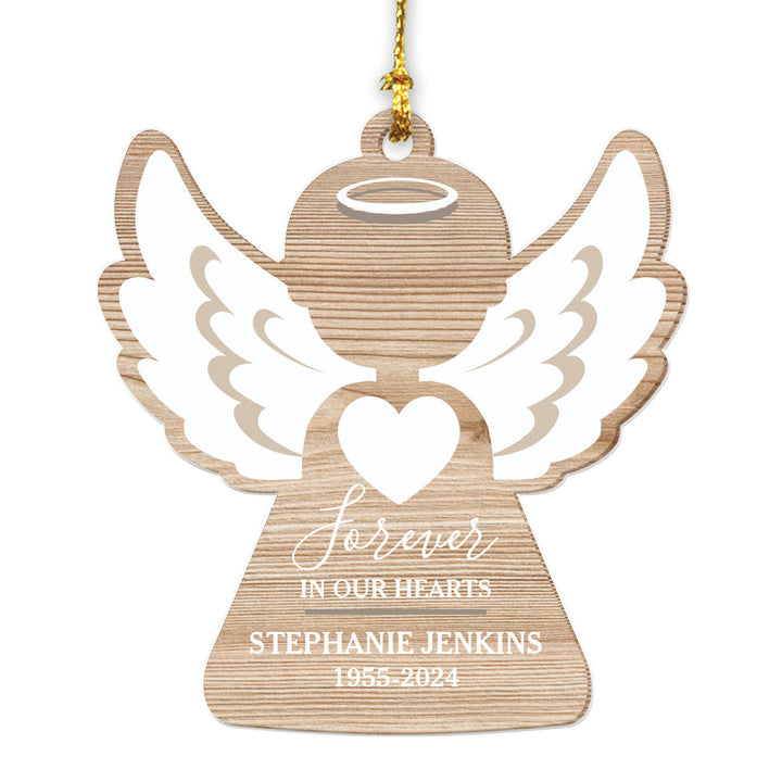 Forever In Our Hearts Angel Wood Ornament