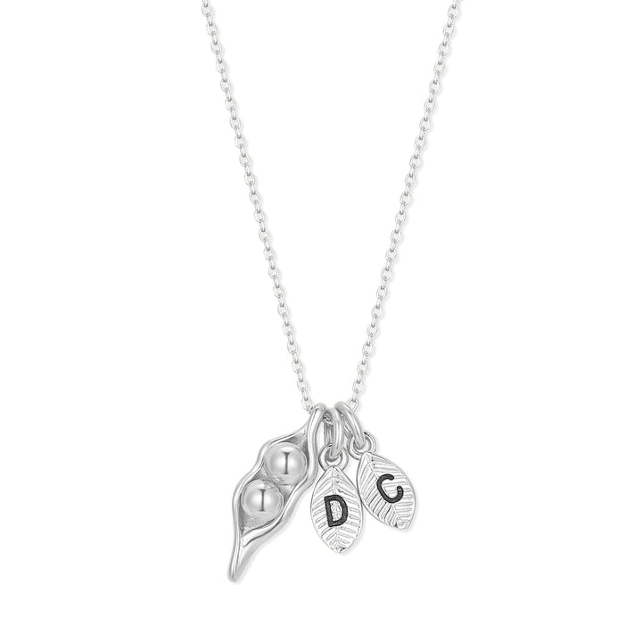 Two Initial Hand Stamped Pea In A Pod Necklace