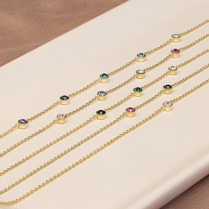 Custom Floating Bezel Set Birthstone Necklace