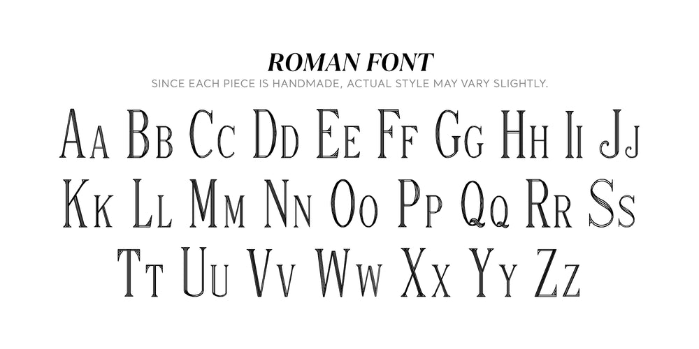 Roman Font Character List