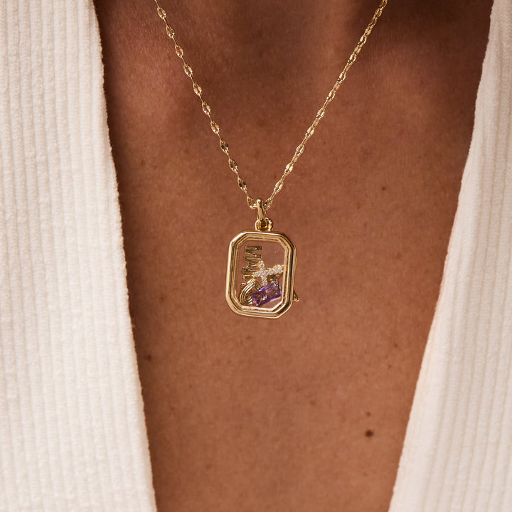 CZ Cross Floating Locket Charm