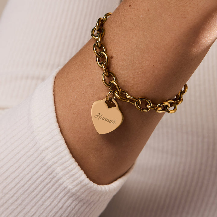 Engravable Stainless Steel Heart Tag Bracelet