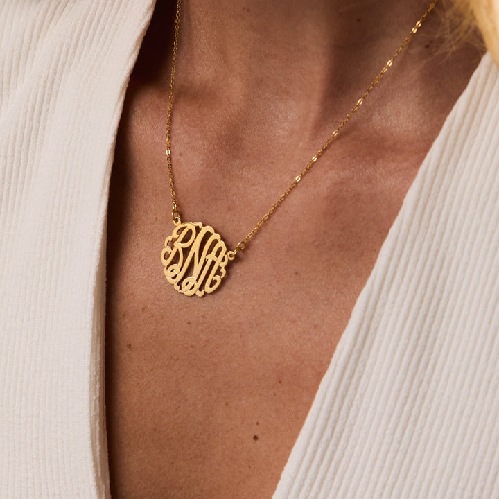 14K Solid Gold Monogram Necklace