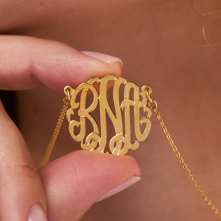 14K Solid Gold Monogram Necklace