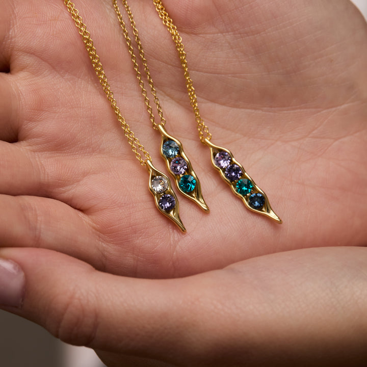 Custom Birthstone Pea in a Pod Necklace