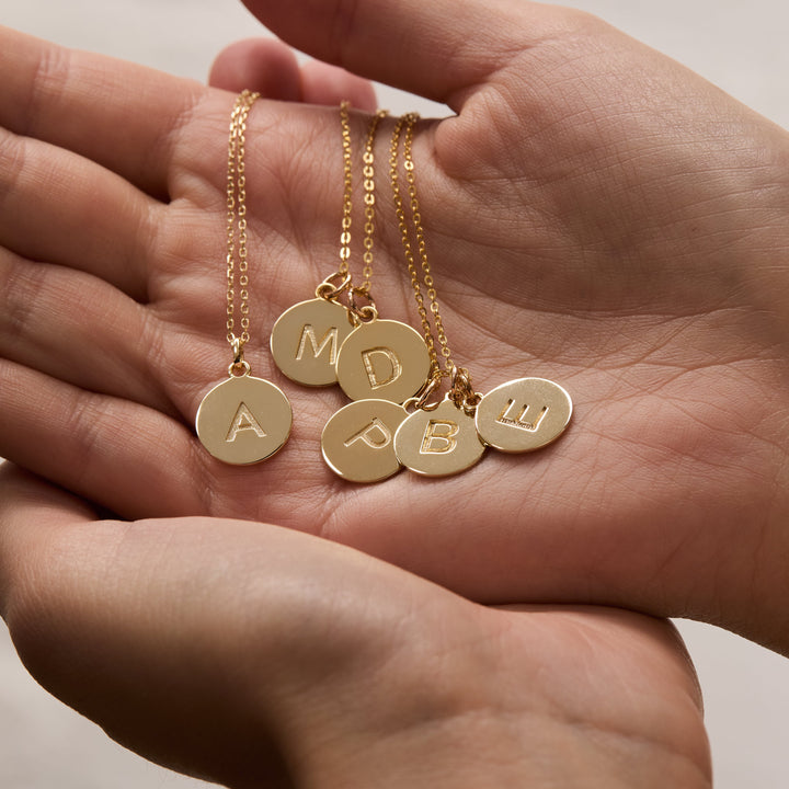 Three Initial Disc Necklace