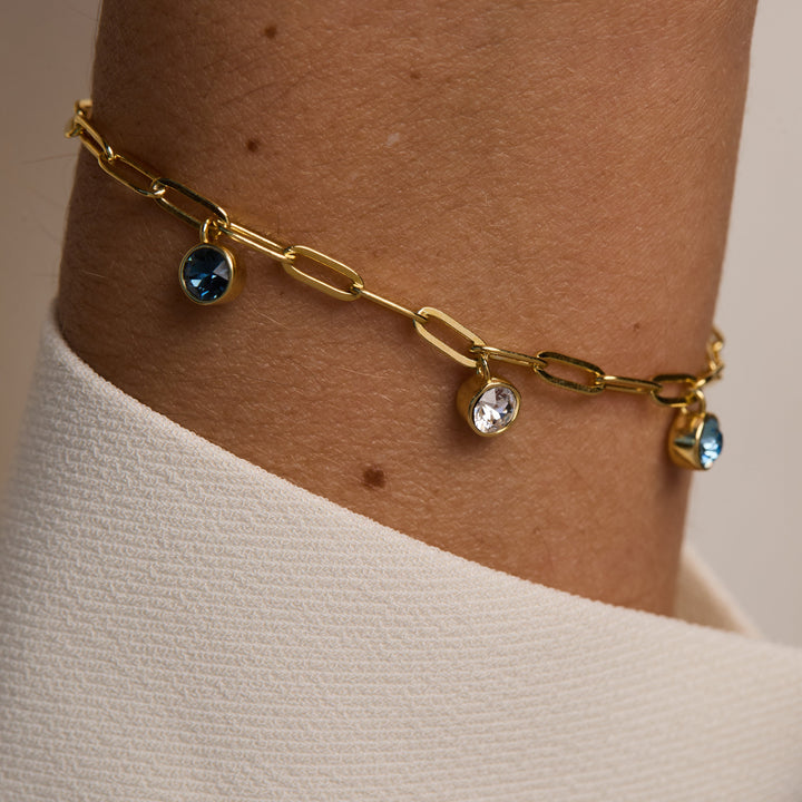 Custom Paperclip Chain Birthstone Charm Bracelet