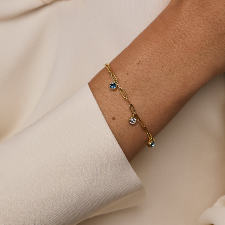 Custom Paperclip Chain Birthstone Charm Bracelet