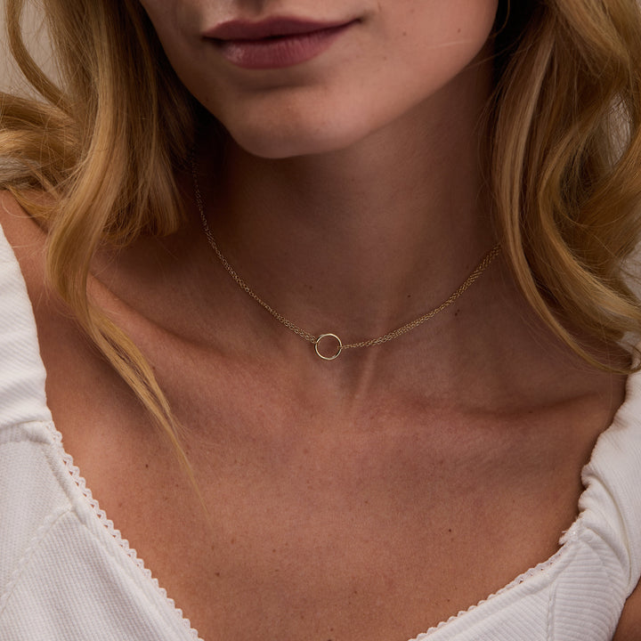 Double Strand Gold Circle Choker Necklace