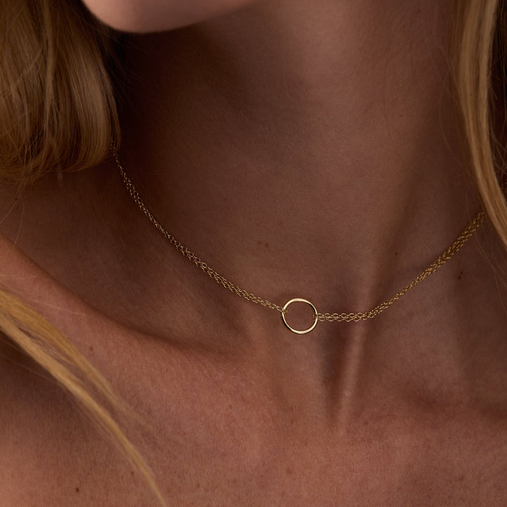 Double Strand Gold Circle Choker Necklace