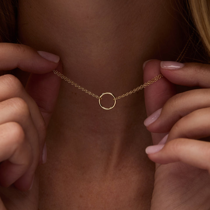 Double Strand Gold Circle Choker Necklace